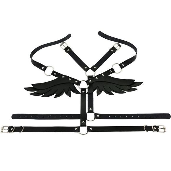 White Adjustable Gothic Harness Belt - Picture 7 of 7